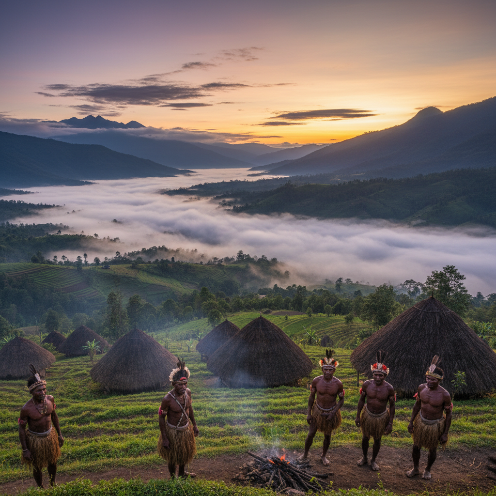 Baliem Valley landscape with Dani village